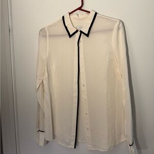 J. Crew Cream Shirt with Black Trim